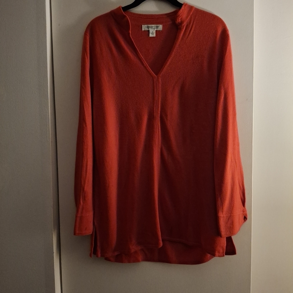 Coldwater Creek Women's Casual Red Tunic Lightweight Sweater
